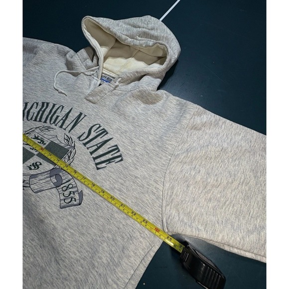 Vintage 90s Michigan State Hoodie Sweatshirt Men's XL Heather Gray Retro Heavy - Picture 14 of 15
